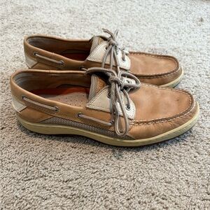 Sperry Tan and Cream Leather Boat Shoes